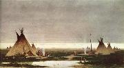 Jules Tavernier Indian camp at dawn Sweden oil painting artist